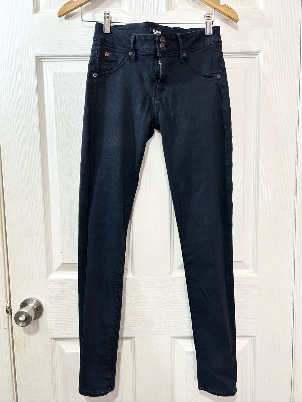 Hudson Black Skinny Jeans Size 26 Stretch Denim Mid Rise Made in USA